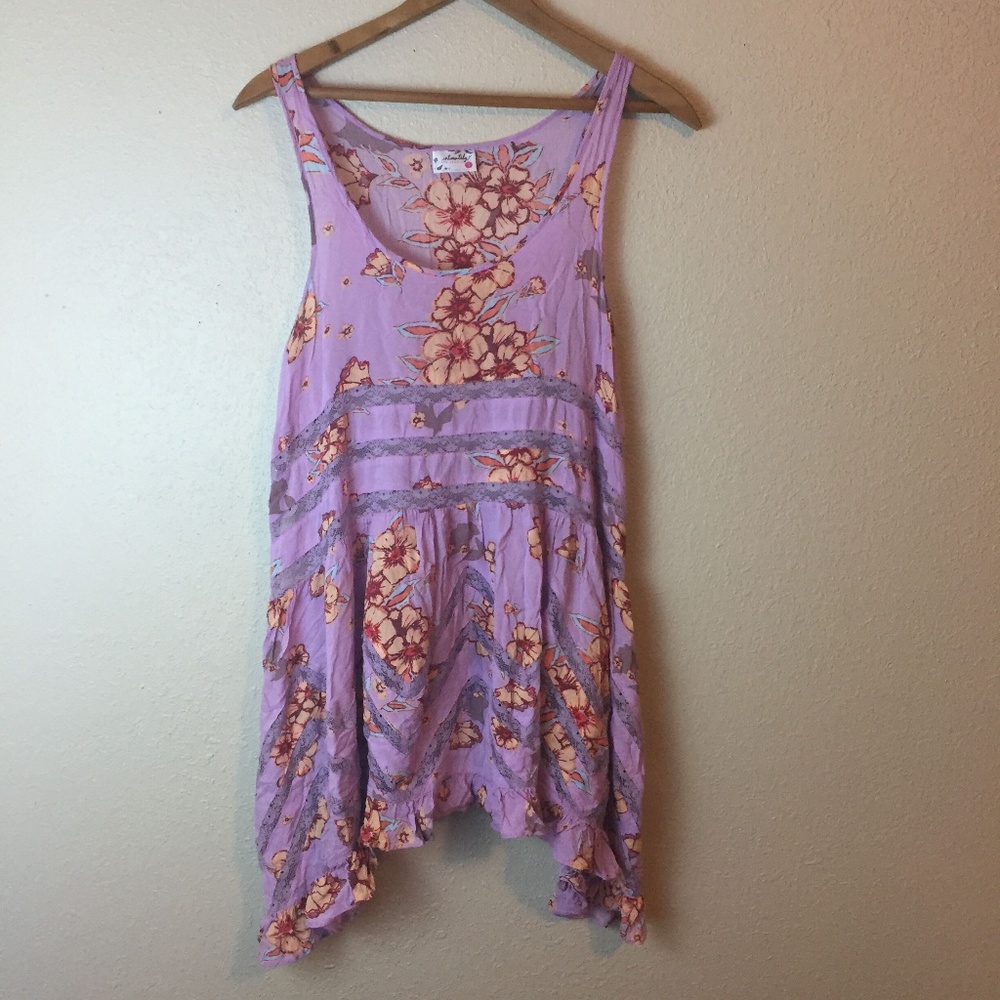 Free People Intimately Floral Lace Trim Handkerchief Tank